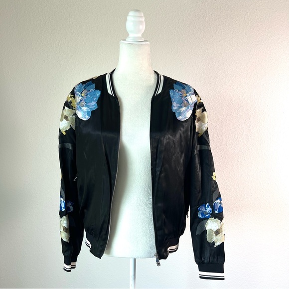 3.1 Phillip Lim Satin Embroidered Bomber Jacket - Picture 2 of 15